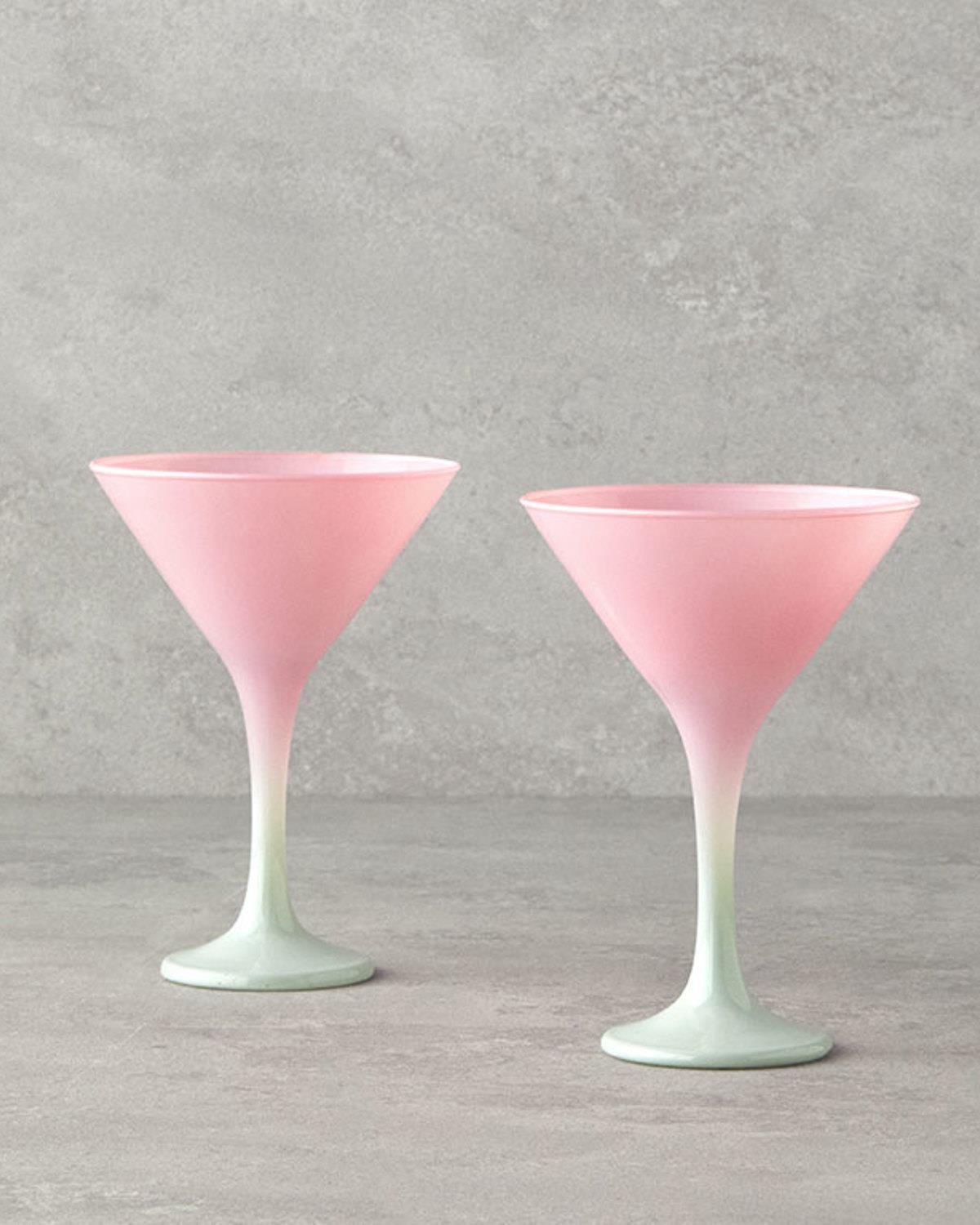 Cecilia Cam 2 Parça 2 Kişilik Cup 175 ml Pembe - Yeşil