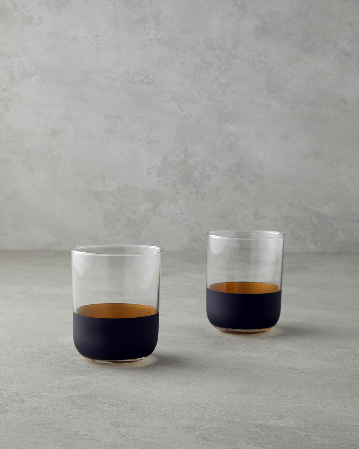 Chanson Cam 2'li Bardak 350 ml Siyah-Gold