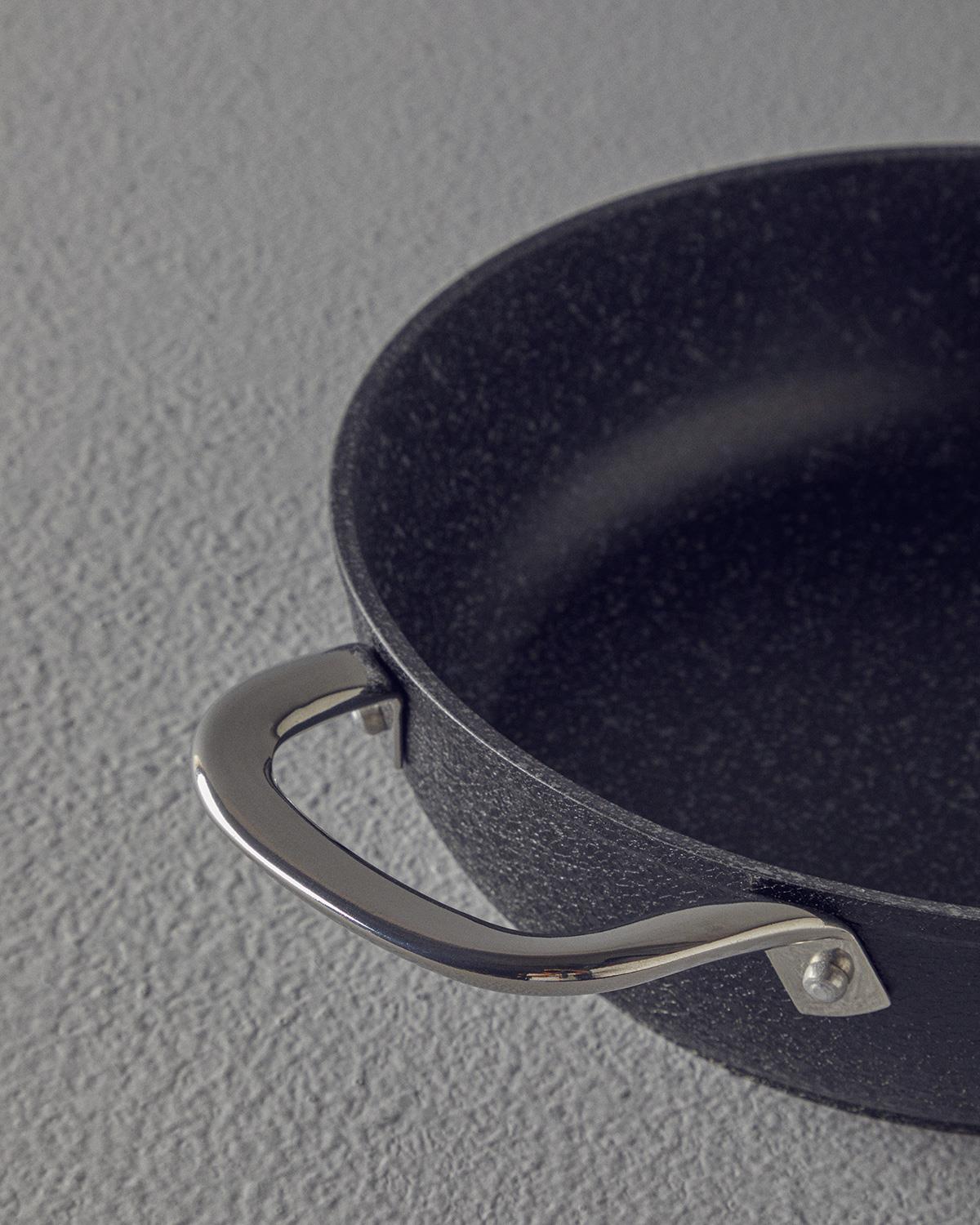 Charm Granit Basık Tencere Siyah