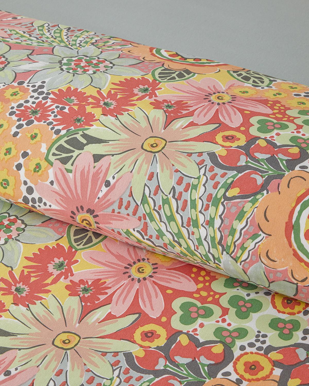 Charming Blossoms Kolay Ütülenir Çift Kişilik Nevresim Takımı 200x220 cm Pembe - Turuncu