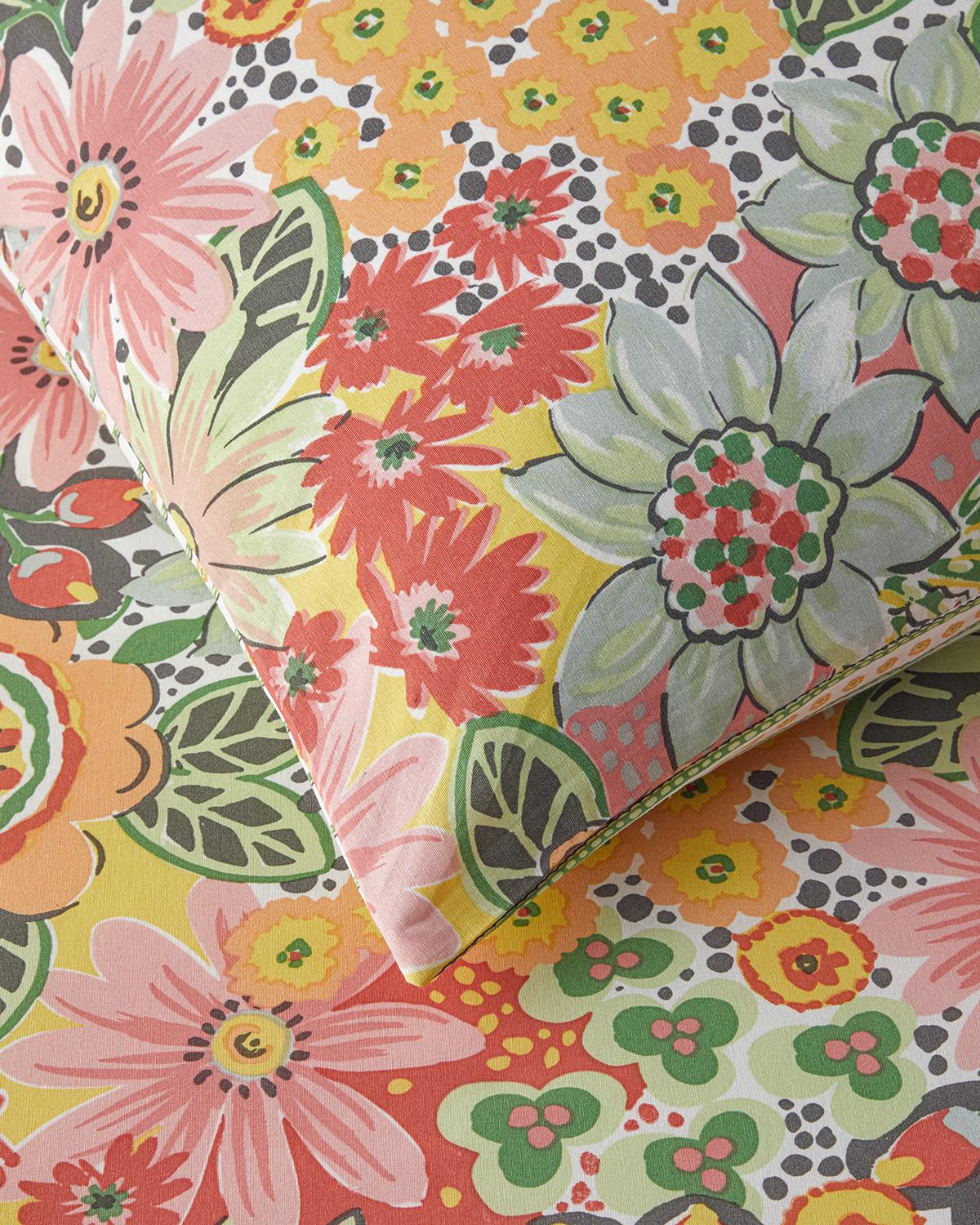 Charming Blossoms Kolay Ütülenir Çift Kişilik Nevresim Takımı 200x220 cm Pembe - Turuncu