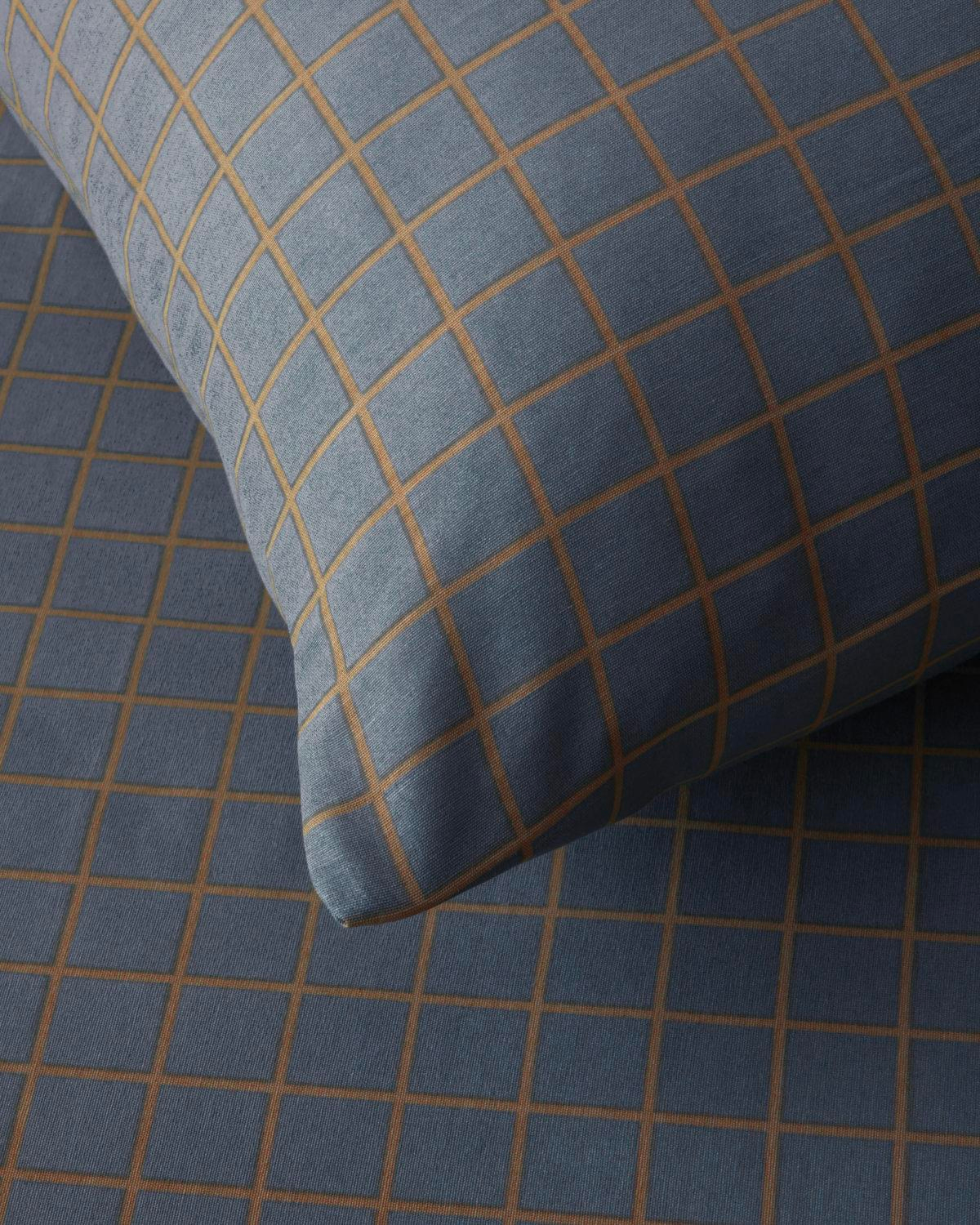 Checkmate Kolay Ütülenir Tek Kişilik Nevresim Seti 160x220 cm Lacivert- Terracotta