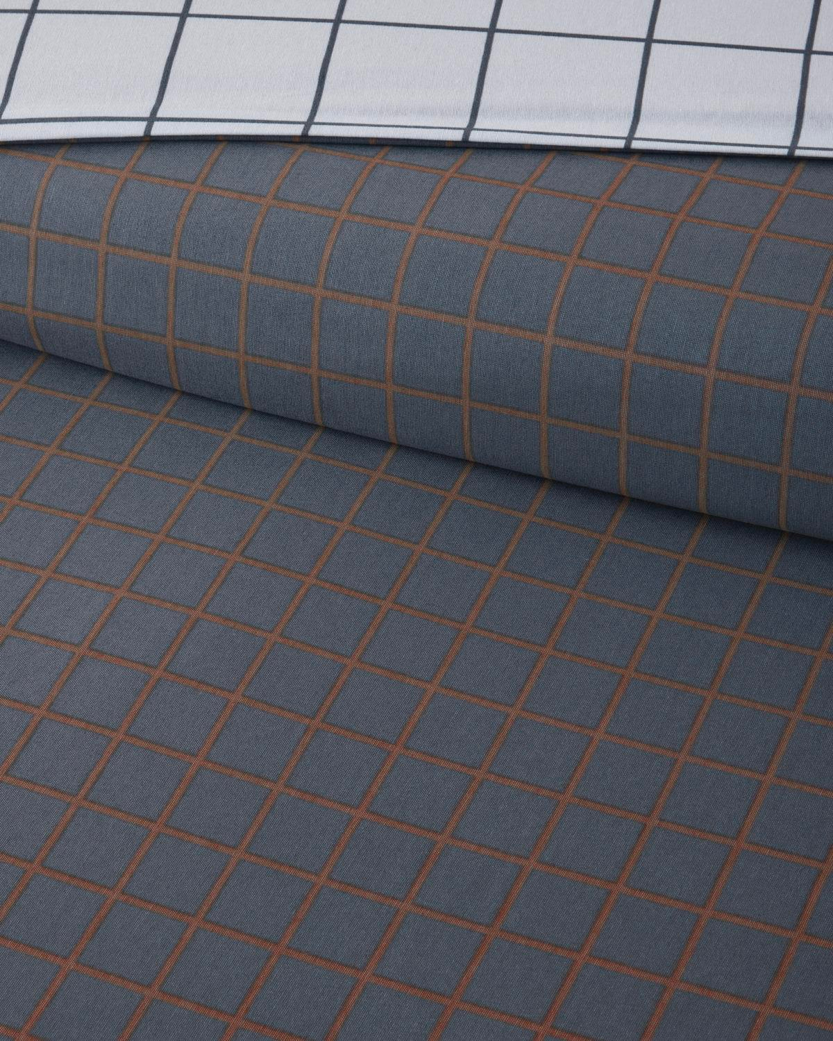 Checkmate Kolay Ütülenir Tek Kişilik Nevresim Seti 160x220 cm Lacivert- Terracotta