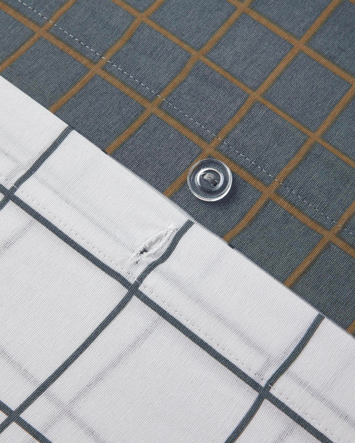 Checkmate Kolay Ütülenir Tek Kişilik Nevresim Seti 160x220 cm Lacivert- Terracotta