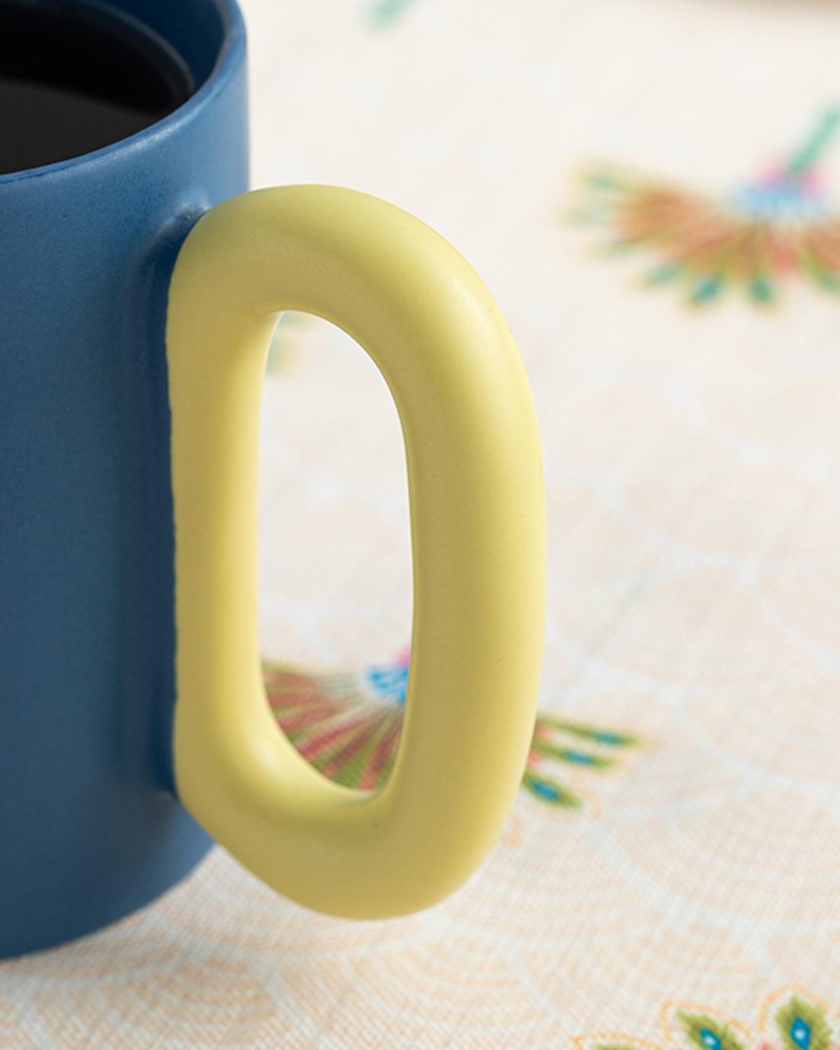 Cheerful New Bone China Kupa 350 ml Sarı-Lacivert