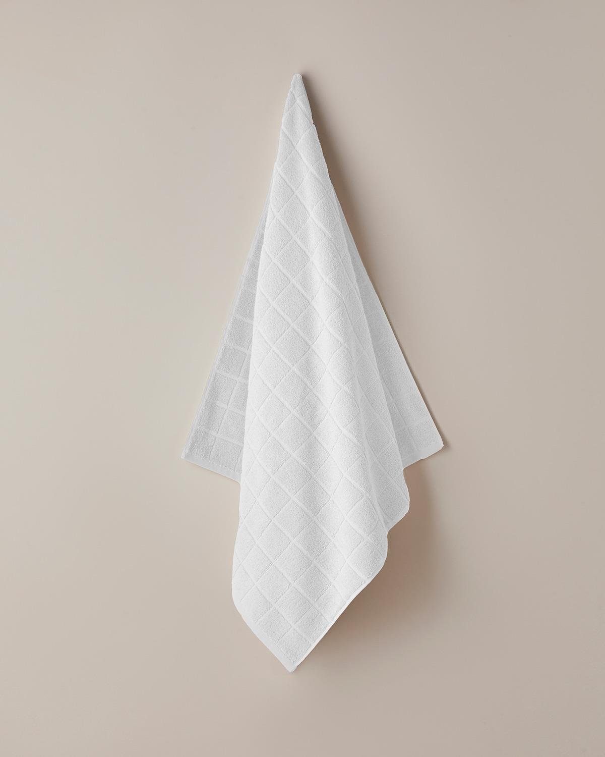 Chequer %100 Pamuk Banyo Havlusu 80x150 cm Beyaz