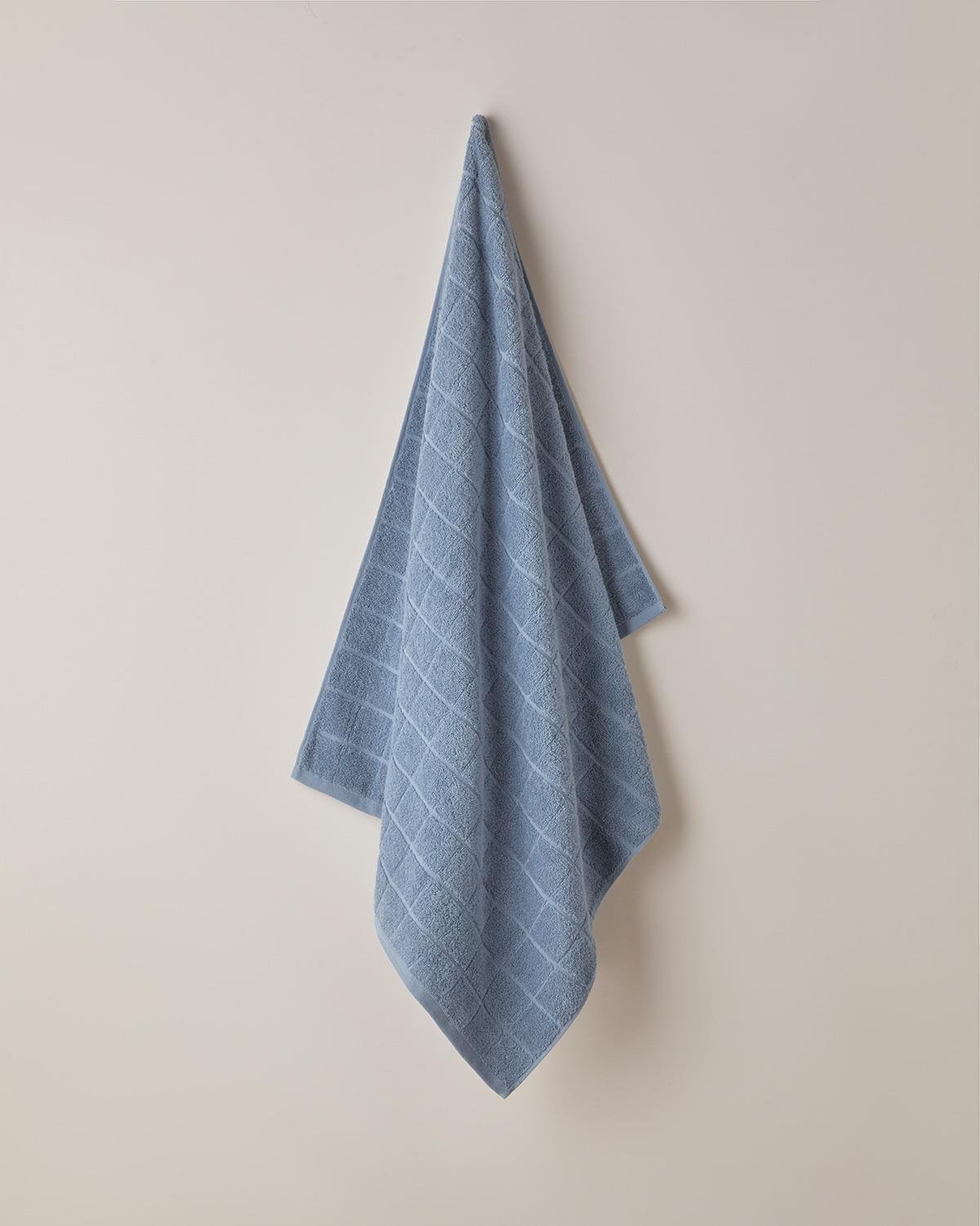 Chequer %100 Pamuk Banyo Havlusu 80x150 cm Mavi