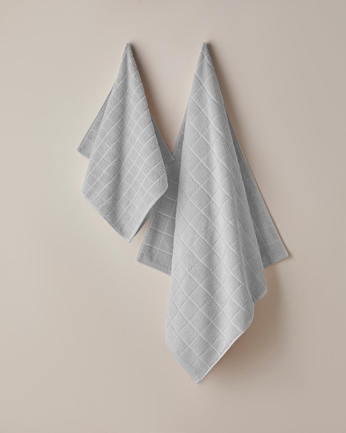 Chequer %100 Pamuk Banyo Havlusu 80x150 cm Gri