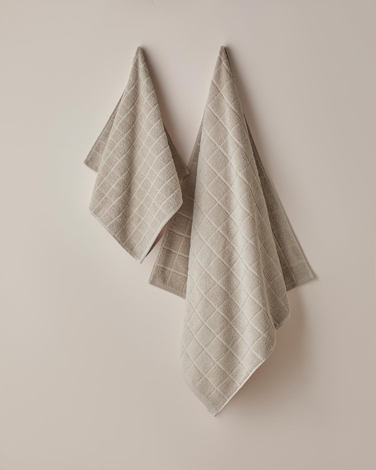 Chequer %100 Pamuk Banyo Havlusu 80x150 cm Bej