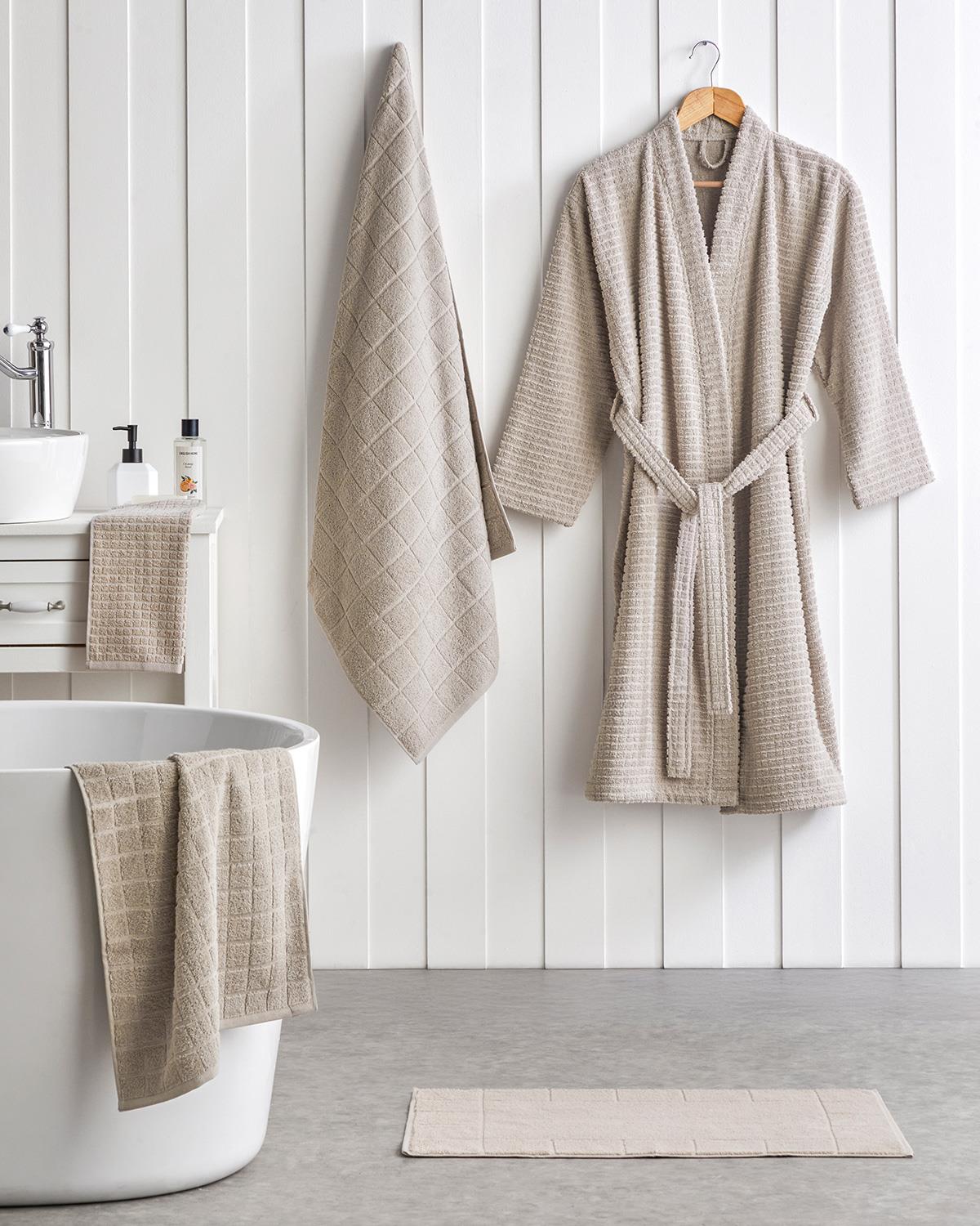 Chequer %100 Pamuk Yüz Havlusu 50x80 cm Bej