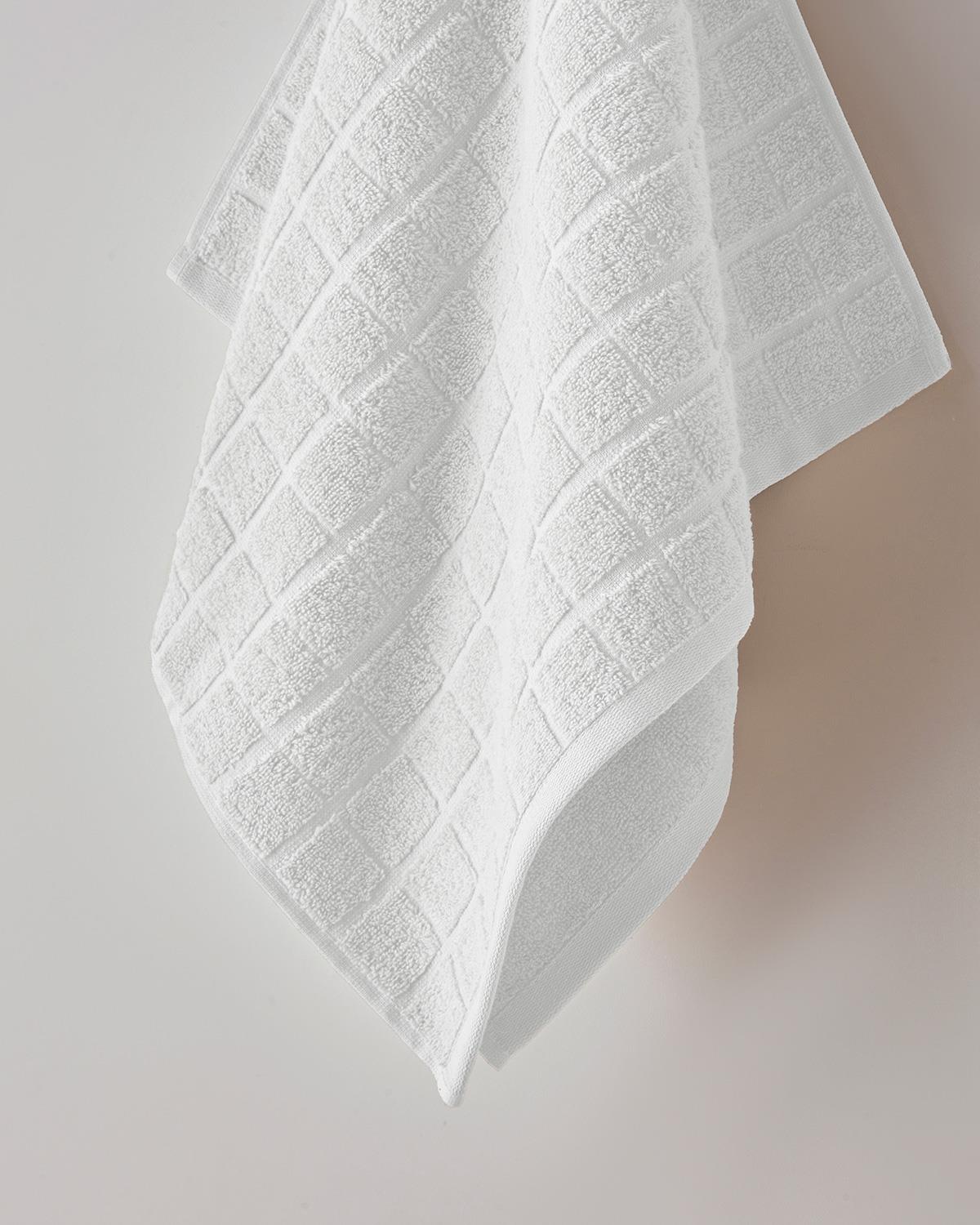 Chequer %100 Pamuk Yüz Havlusu 50x80 cm Beyaz