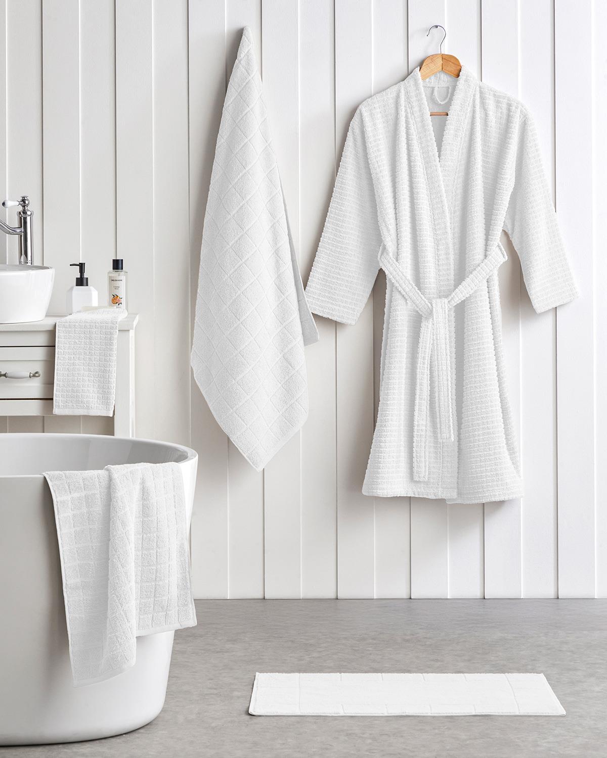 Chequer %100 Pamuk Yüz Havlusu 50x80 cm Beyaz