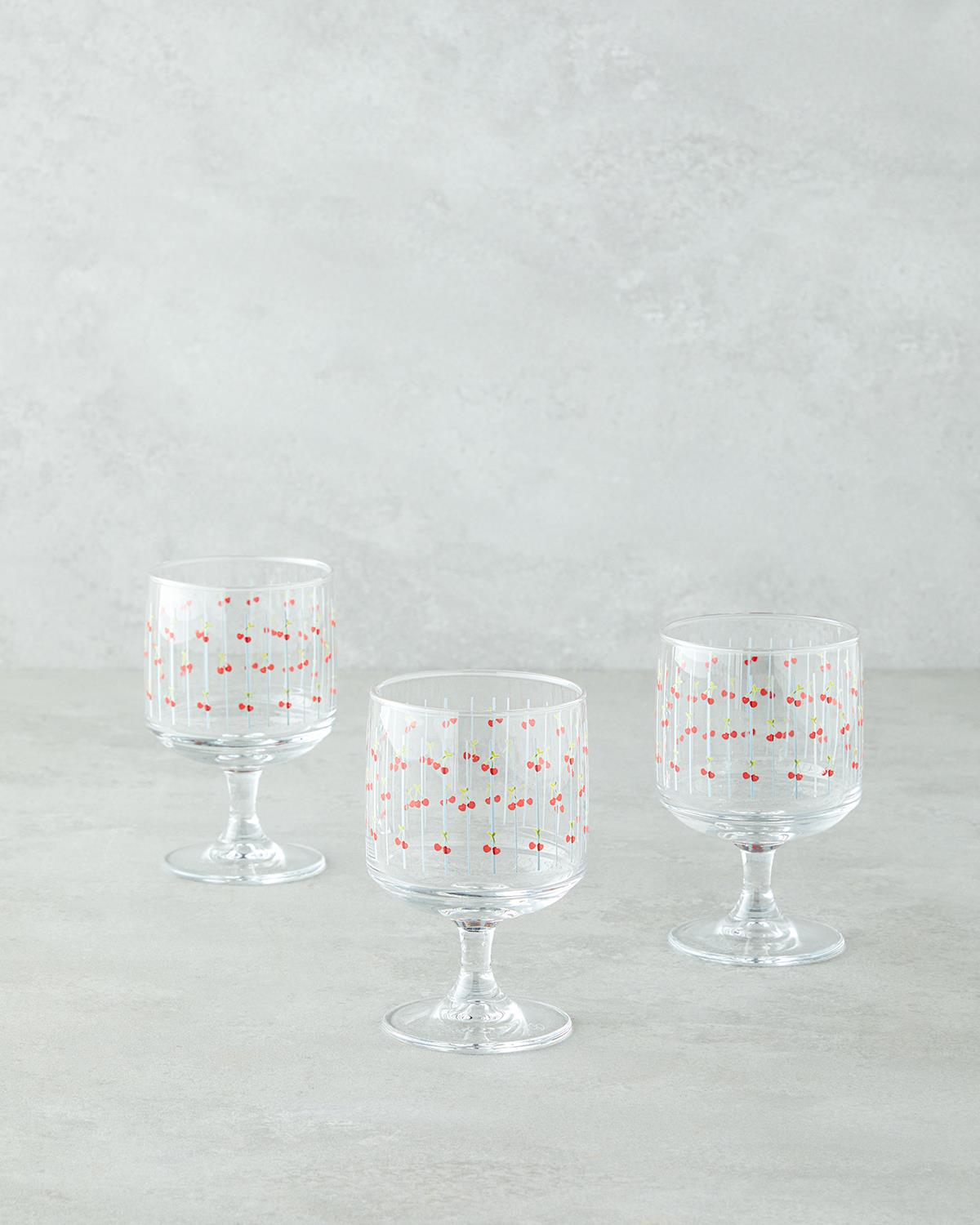 Cherries Cam 3'lü Cup 300 ml Kırmızı