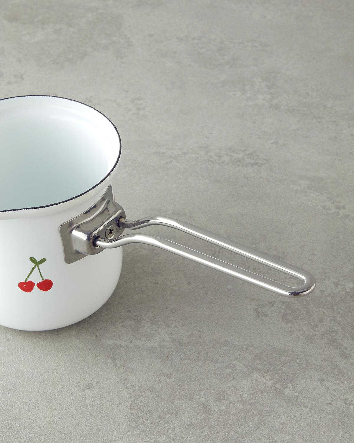 Cherry Dream Emaye Cezve 10 cm Beyaz
