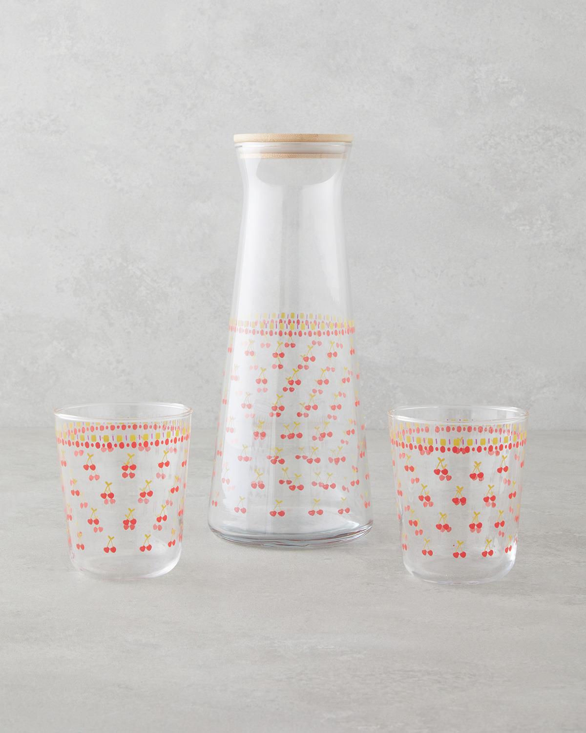 Cherrypop Cam 3 Parça Su Takımı 1150 ml + 315 ml Kırmızı