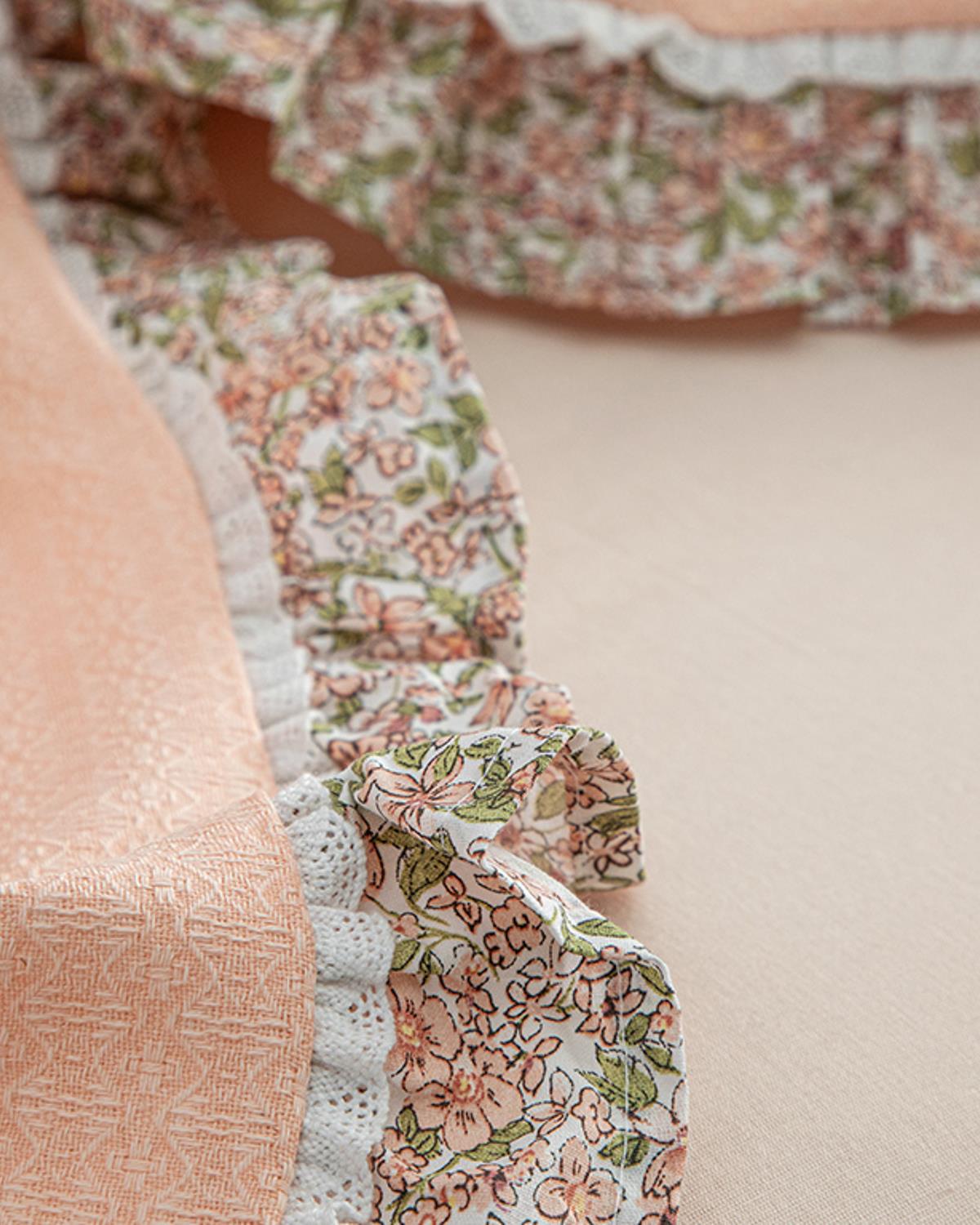 Chic Blossom Fırfırlı Kopanakili Çift Kişilik Pike Pembe