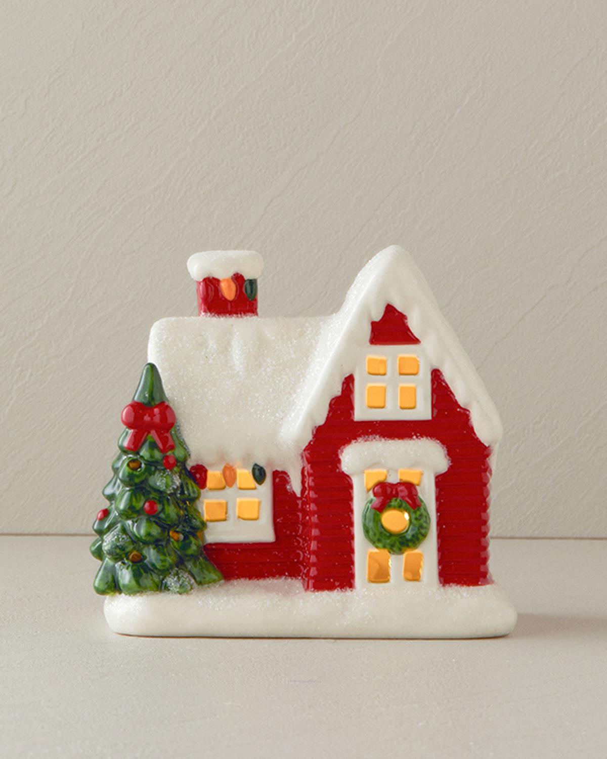 Christmas House Dolomite Ledli Biblo 16x11x14,5 cm Kırmızı