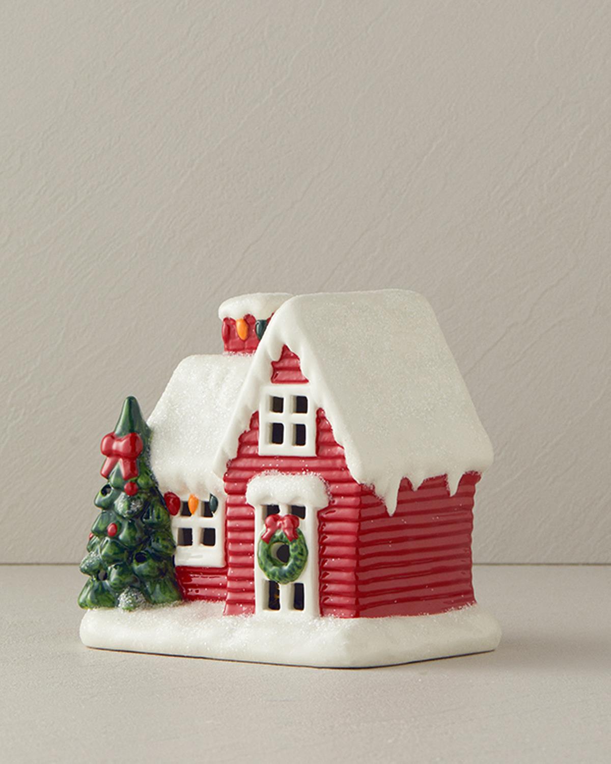 Christmas House Dolomite Ledli Biblo 16x11x14,5 cm Kırmızı