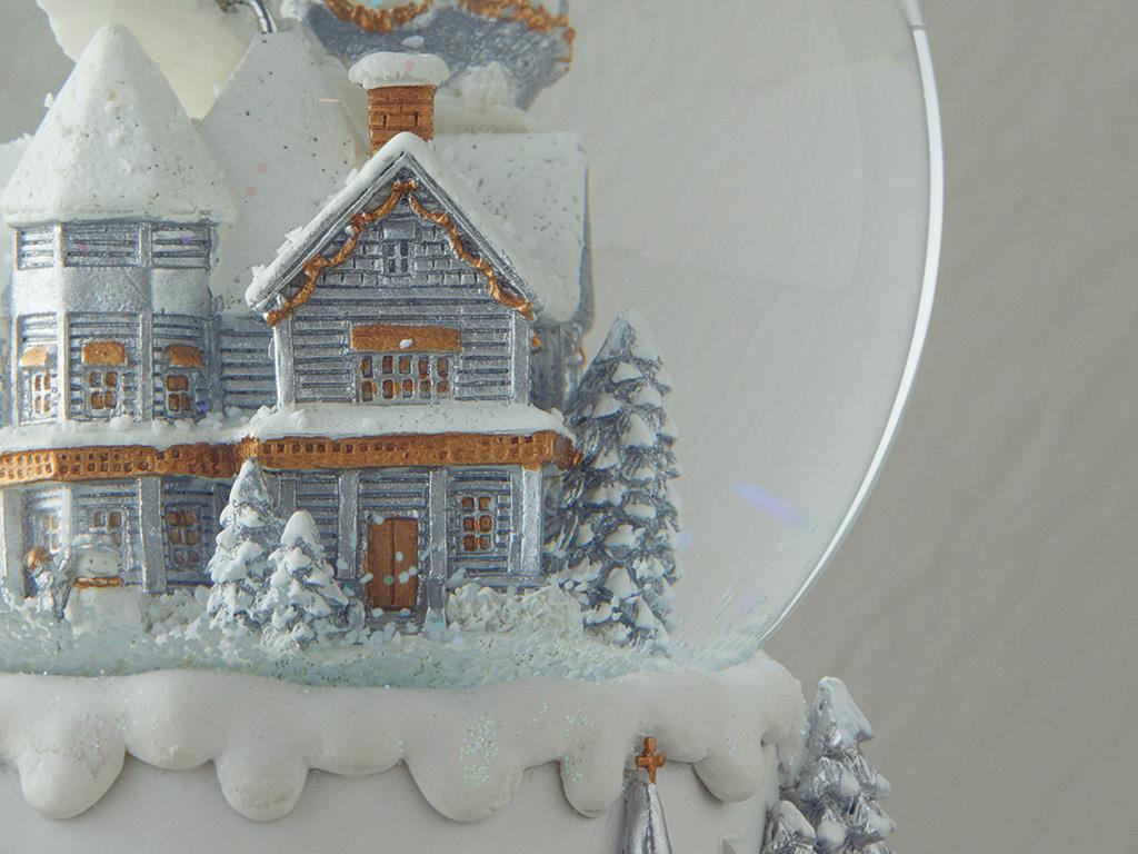 Christmas House Polyresin Müzik Kutusu Beyaz