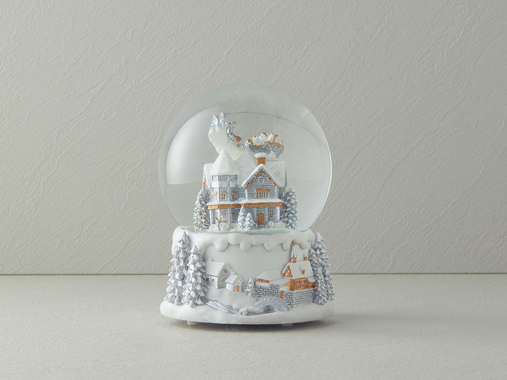 Christmas House Polyresin Müzik Kutusu Beyaz