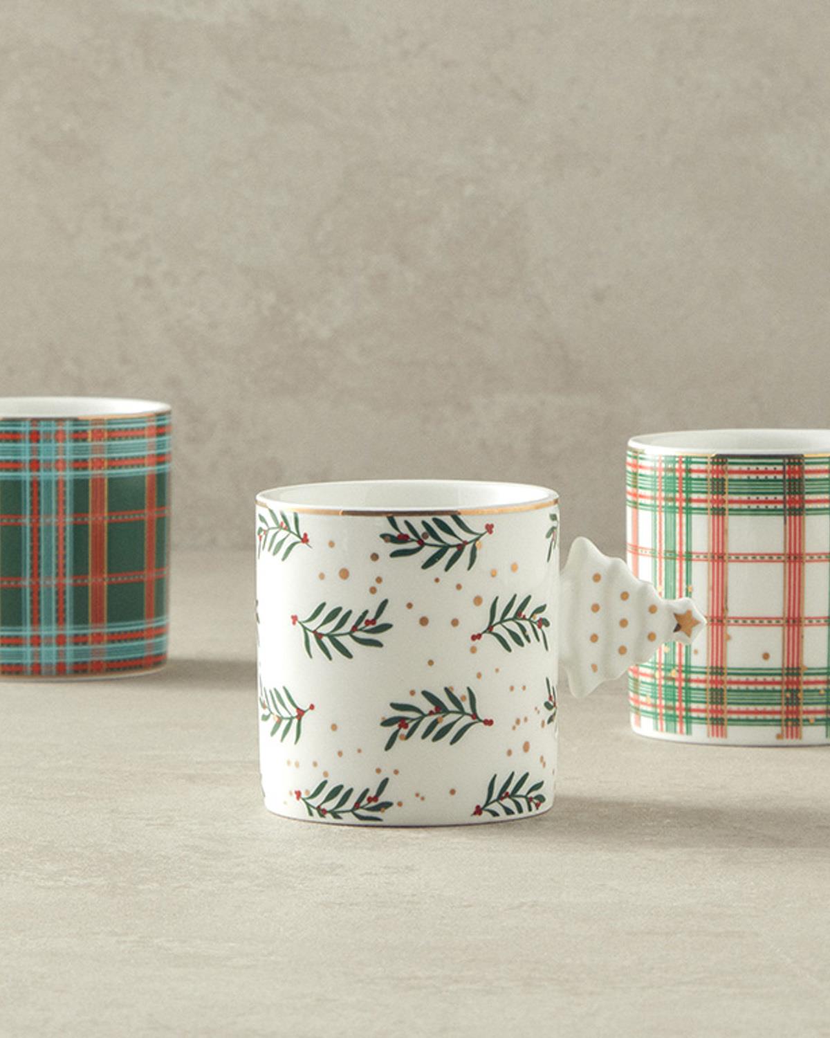 Christmas Tree New Bone China Kupa Koyu Yeşil