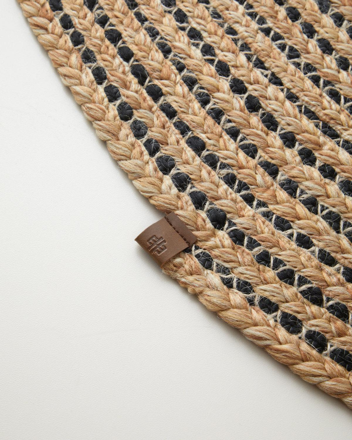 Circle Art Dekoratif Jüt Kilim 120 cm Natural-Siyah