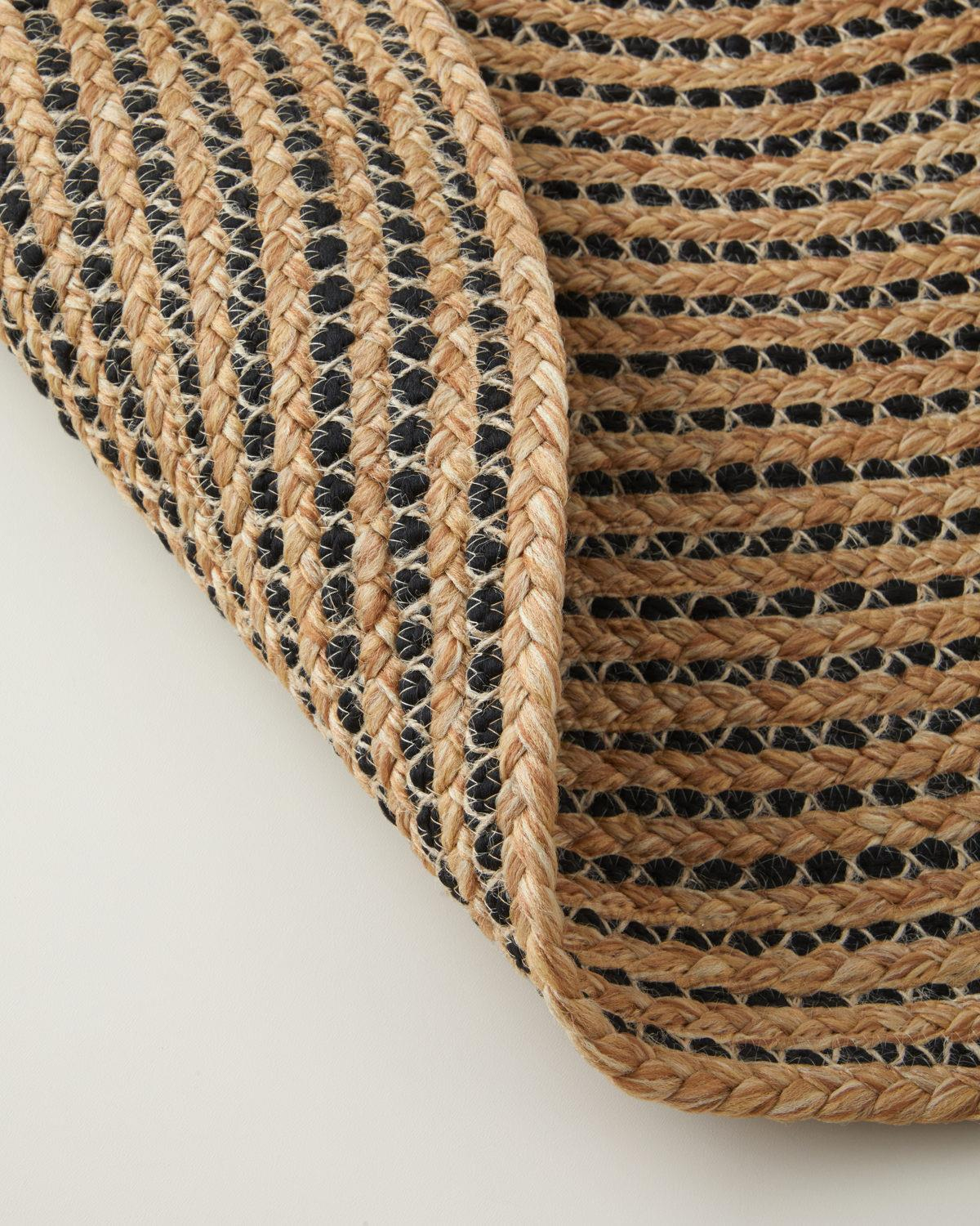 Circle Art Dekoratif Jüt Kilim 120 cm Natural-Siyah