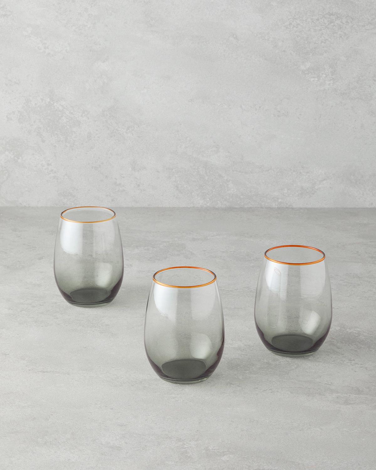 Citrus Cam 3'lü Bardak 350 ml Amber-Yeşil