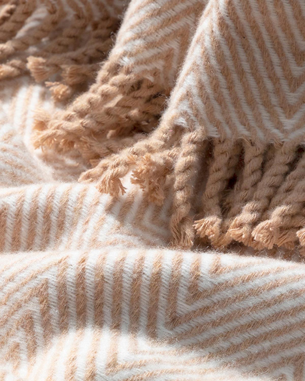 Classy Herringbone Scotch Tv Battaniye Pudra