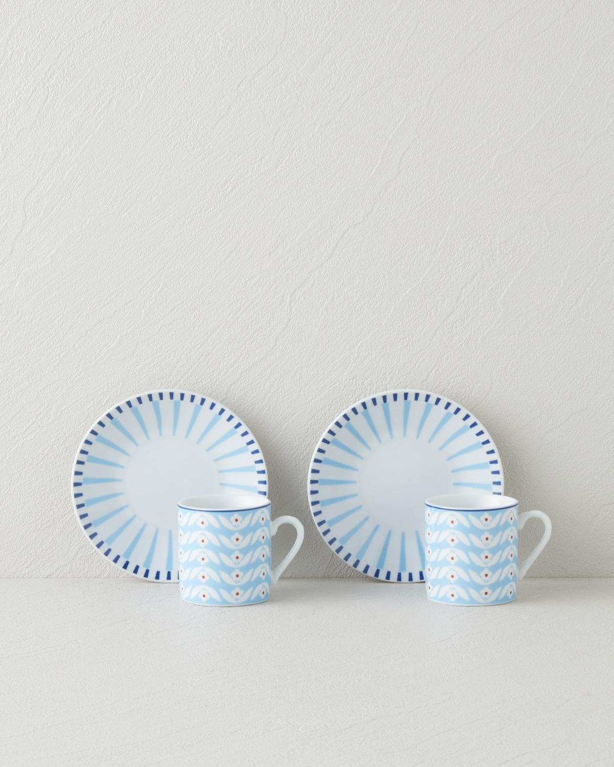 Cleo Porselen 4 Parça 2 Kişilik Kahve Fincan Takımı 80 ml Mavi