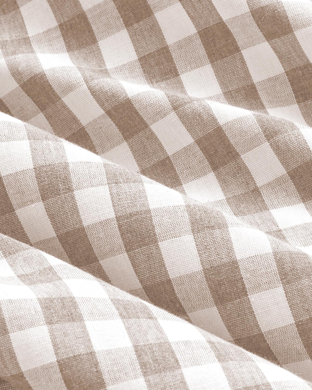 Clouded Grid İpliği Boyalı Çift Kişilik Nevresim Takımı 200x220 cm Bej