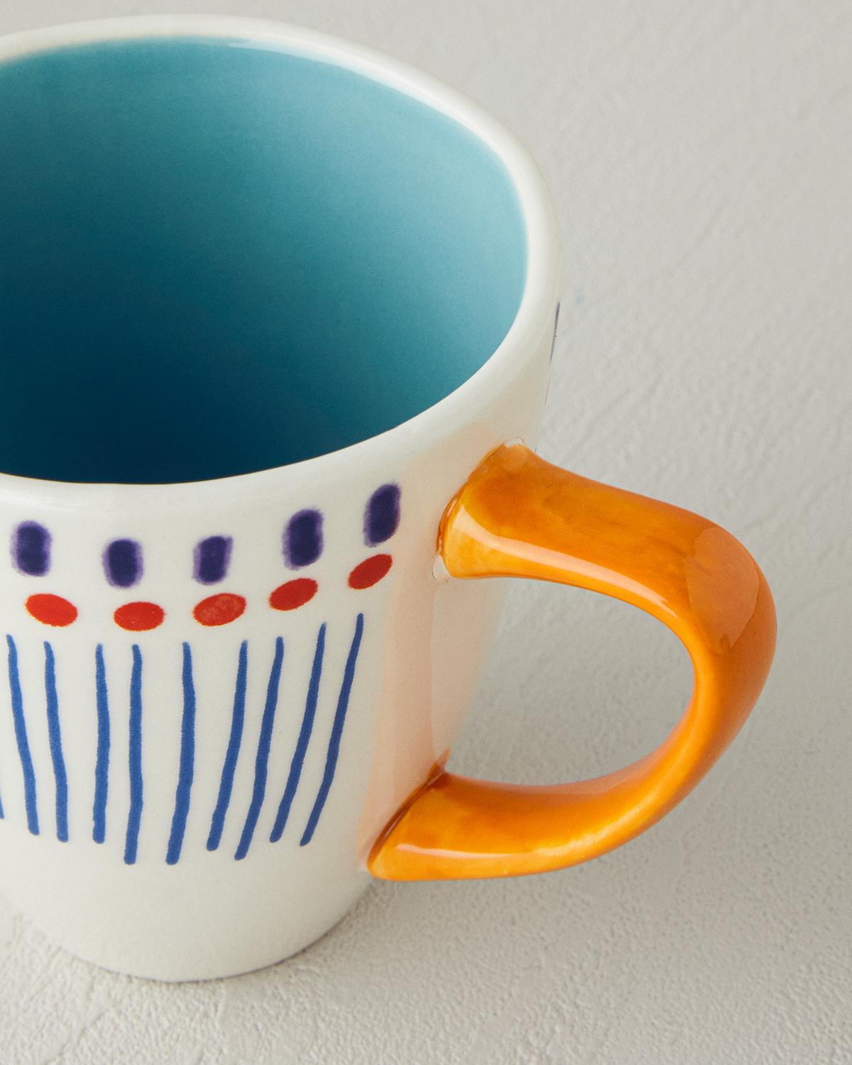 Coachella Patch Stoneware Kupa Lacivert-Kırmızı