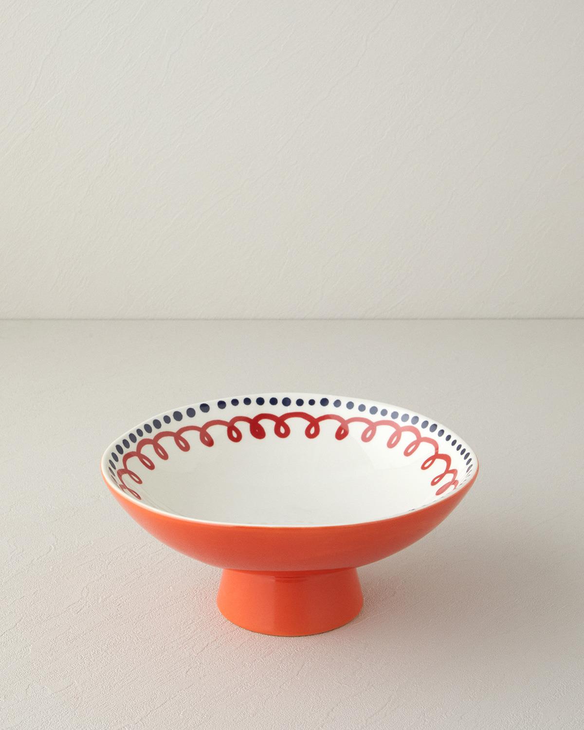 Coachella Universe Stoneware Ayaklı Kase Mavi-Terracotta