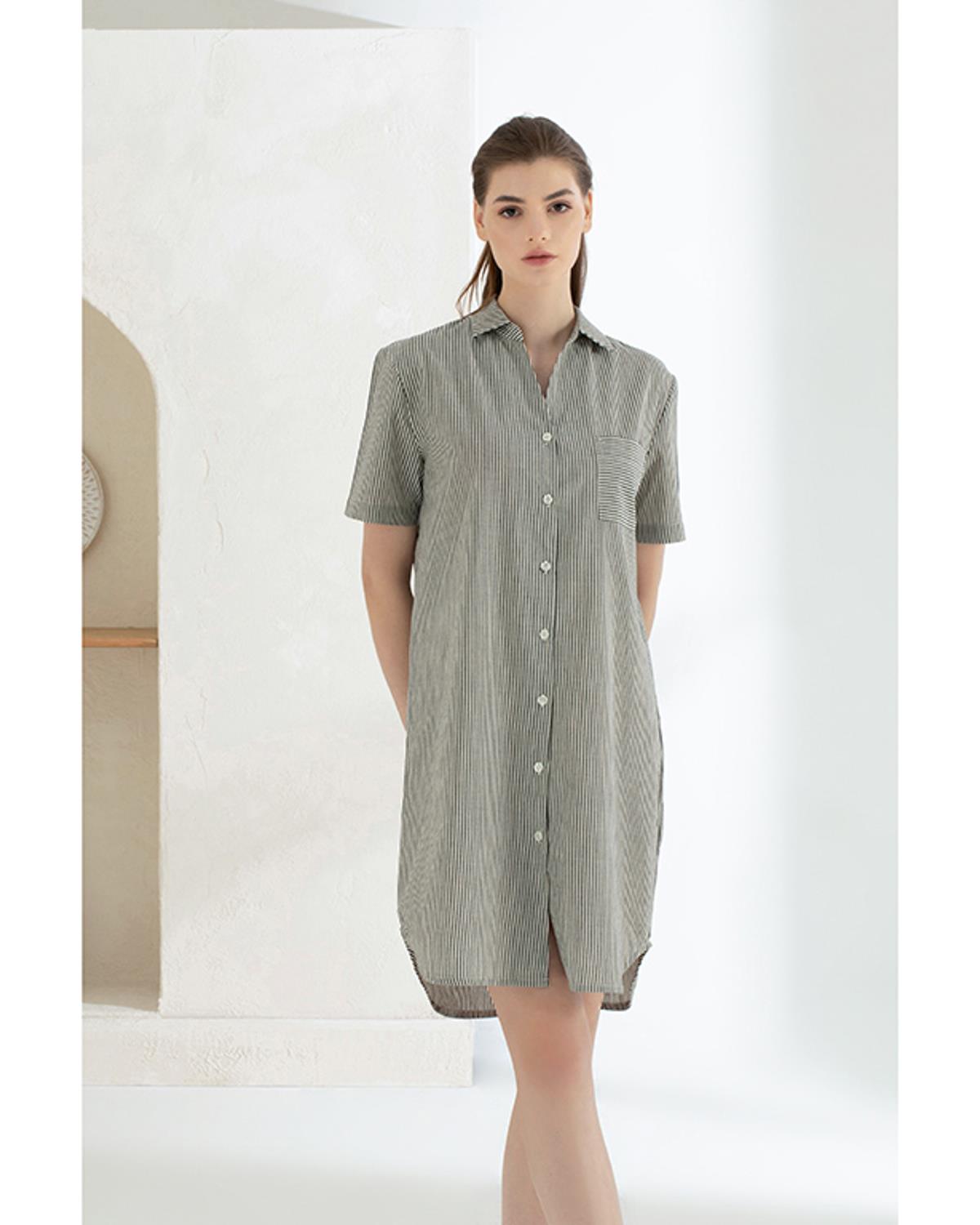 Coastal Shirt Pamuk Kadın Gecelik İndigo