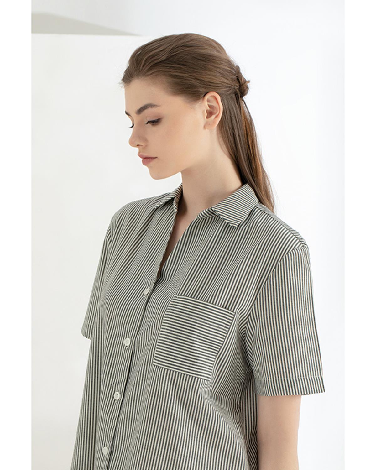Coastal Shirt Pamuk Kadın Gecelik İndigo