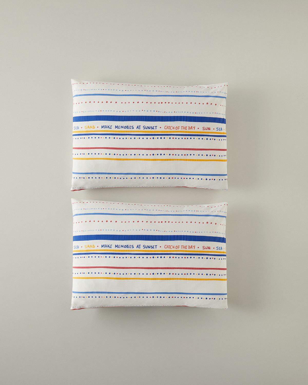 Coastal Stripe 2'Li Yastık Kılıfı Kırmızı