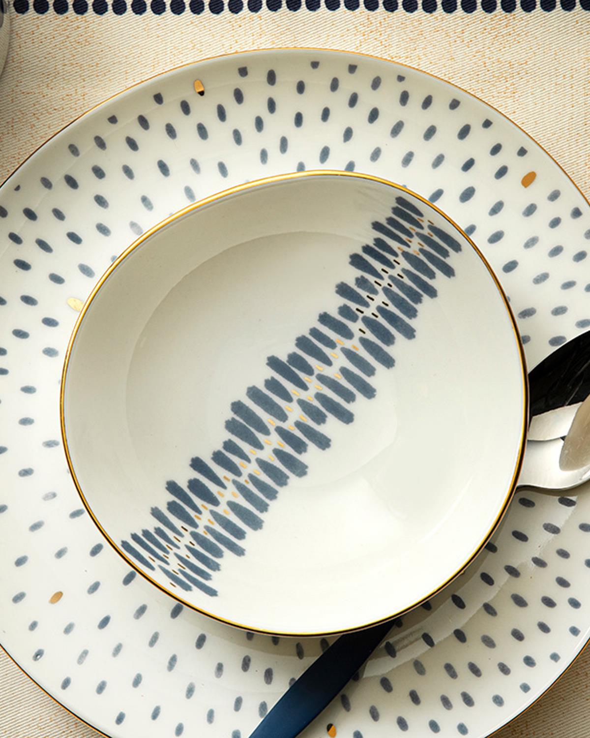 Coastal Stripe Porselen Kase 15 cm Mavi-Beyaz