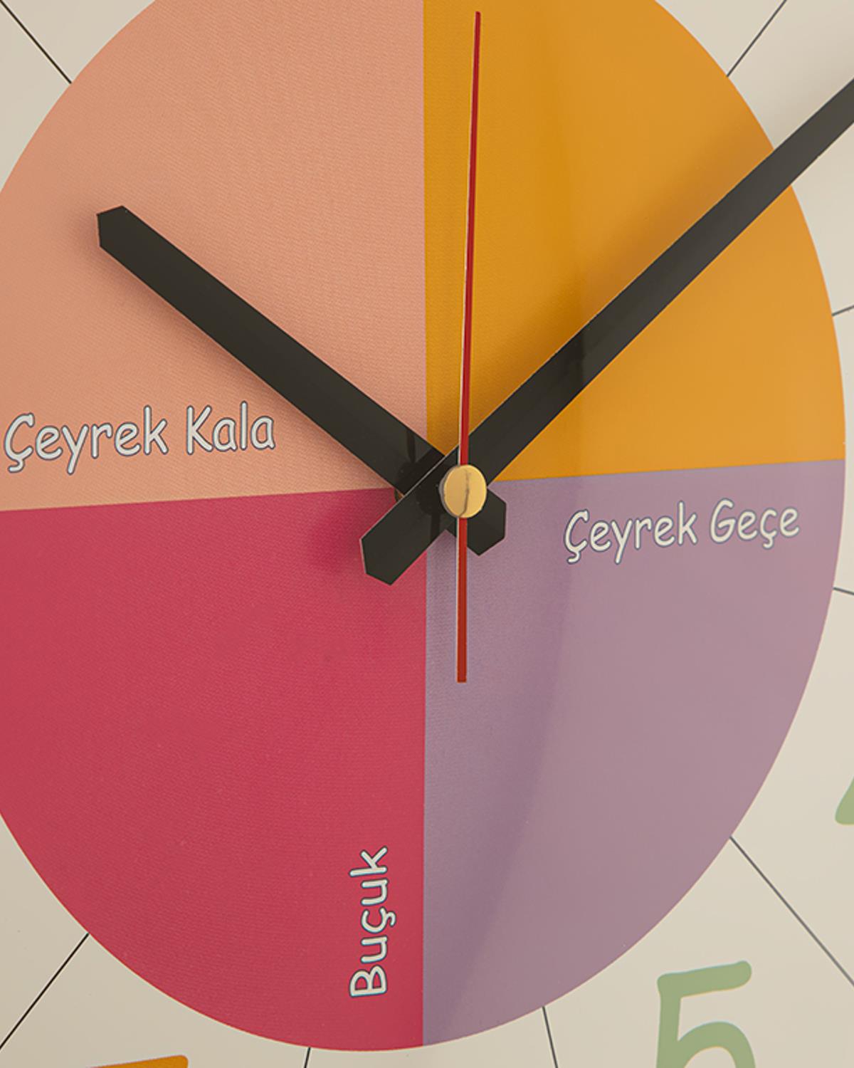 Çocuk Eğitici Kız Çocuk Çocuk Duvar Saati 35x35 cm Pembe