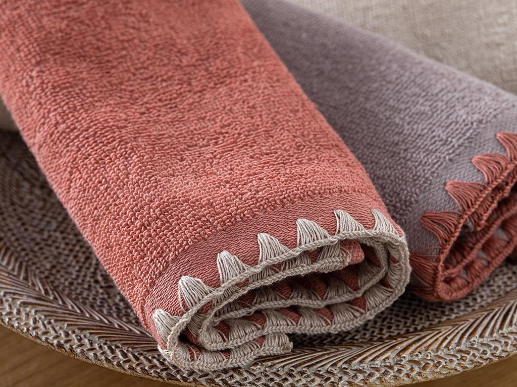 Colin Pamuklu 3'lü El Havlusu Seti Bej-Lila-Gül Kurusu