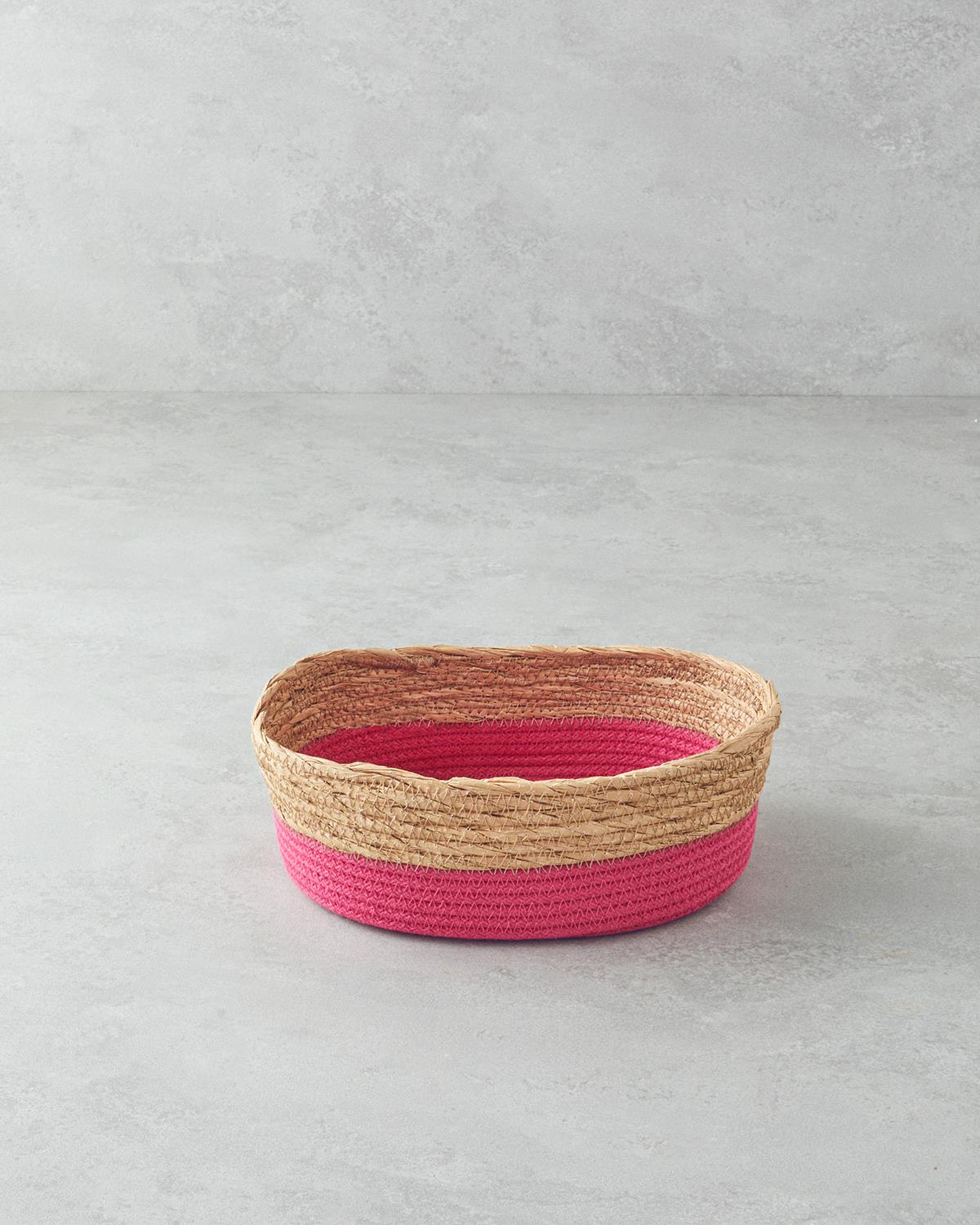 Colorful Lines Kağıt İp Sepet 24x18x8 cm Pembe