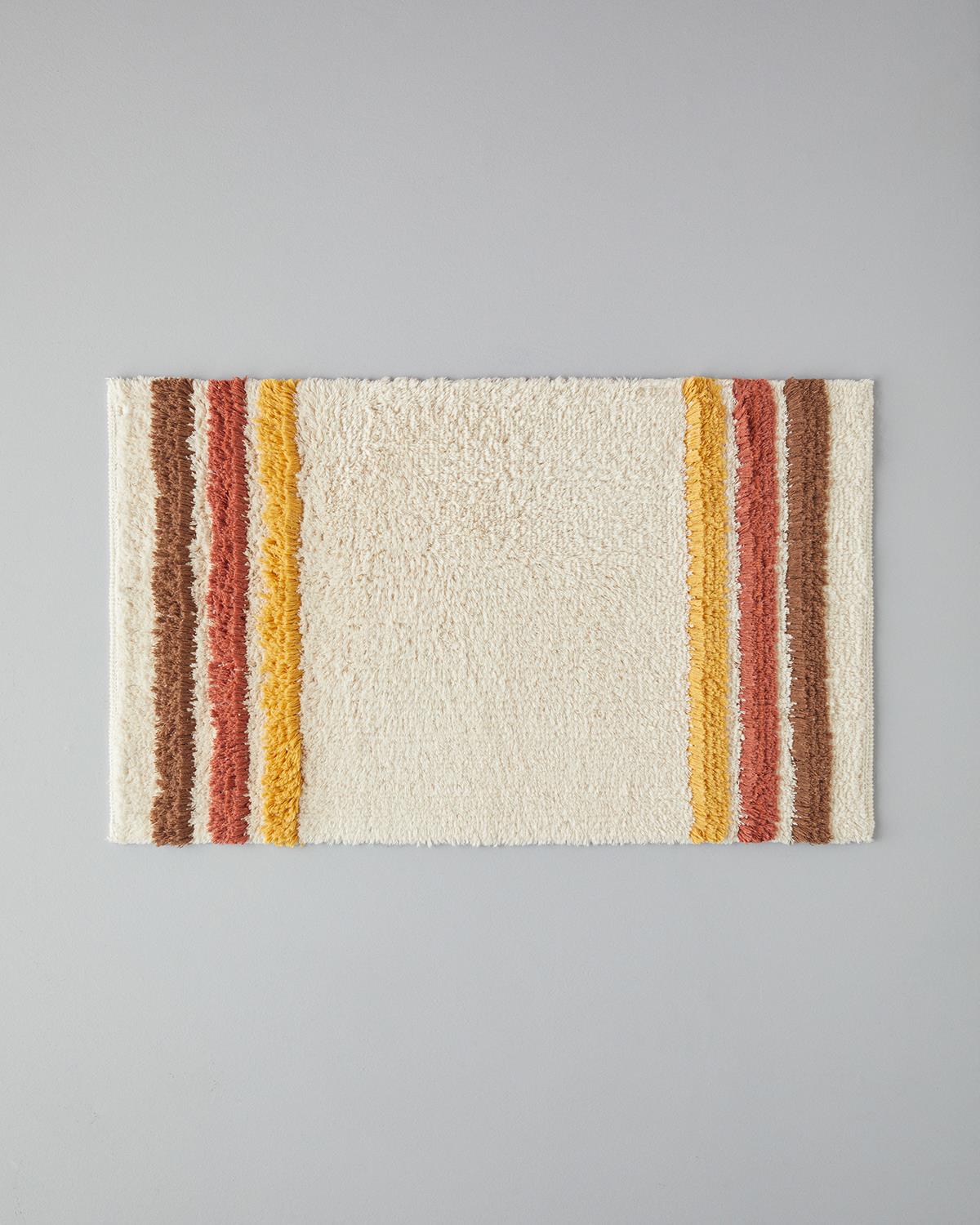 Colorful Striped Pamuklu Banyo Paspası 50x80 cm Ekru
