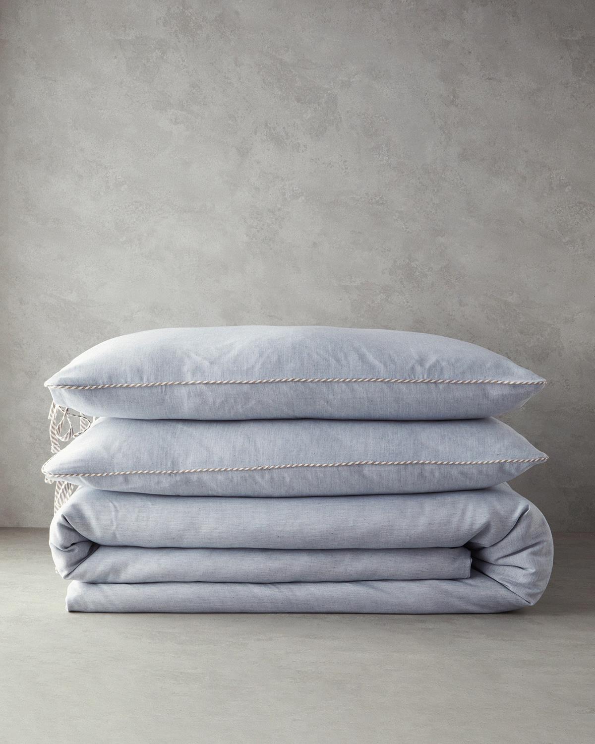 Comfy Plain Çift Kişilik Nevresim Takımı Mavi - Bej