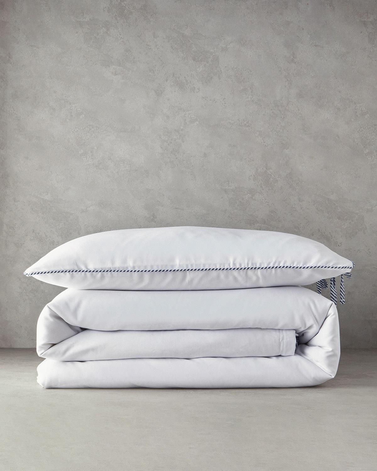 Comfy Plain Tek Kişilik Nevresim Takımı Beyaz - Lacivert