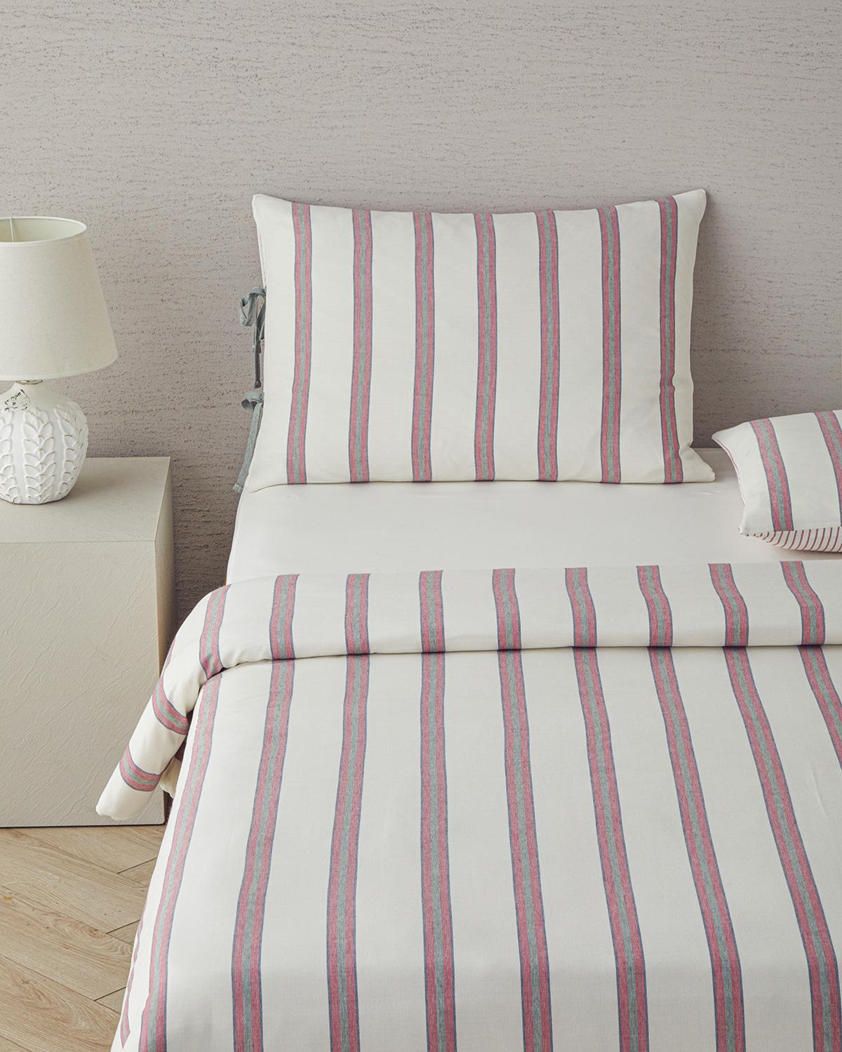 Cool Stripe İpliği Boyalı Tek Kişilik Nevresim Takımı 160x220 cm Bordo-Yeşil