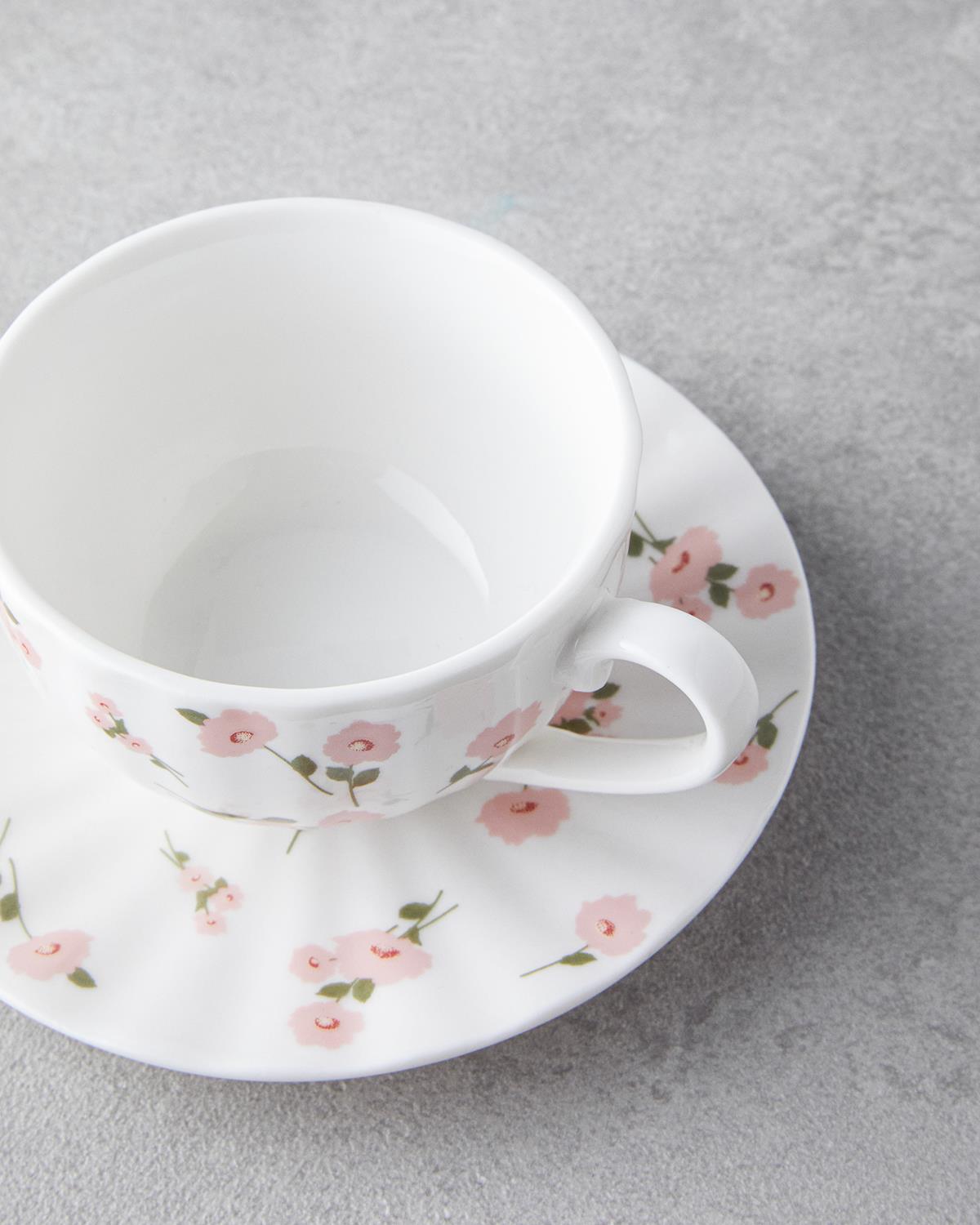 Cordelia New Bone China 4 Parça 2 Kişilik Kahve Fincan Takımı 90 ml Beyaz - Pembe