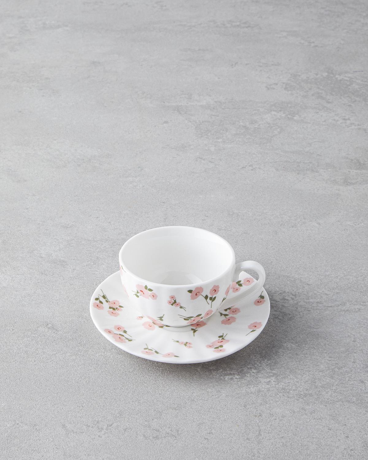 Cordelia New Bone China 4 Parça 2 Kişilik Kahve Fincan Takımı 90 ml Beyaz - Pembe