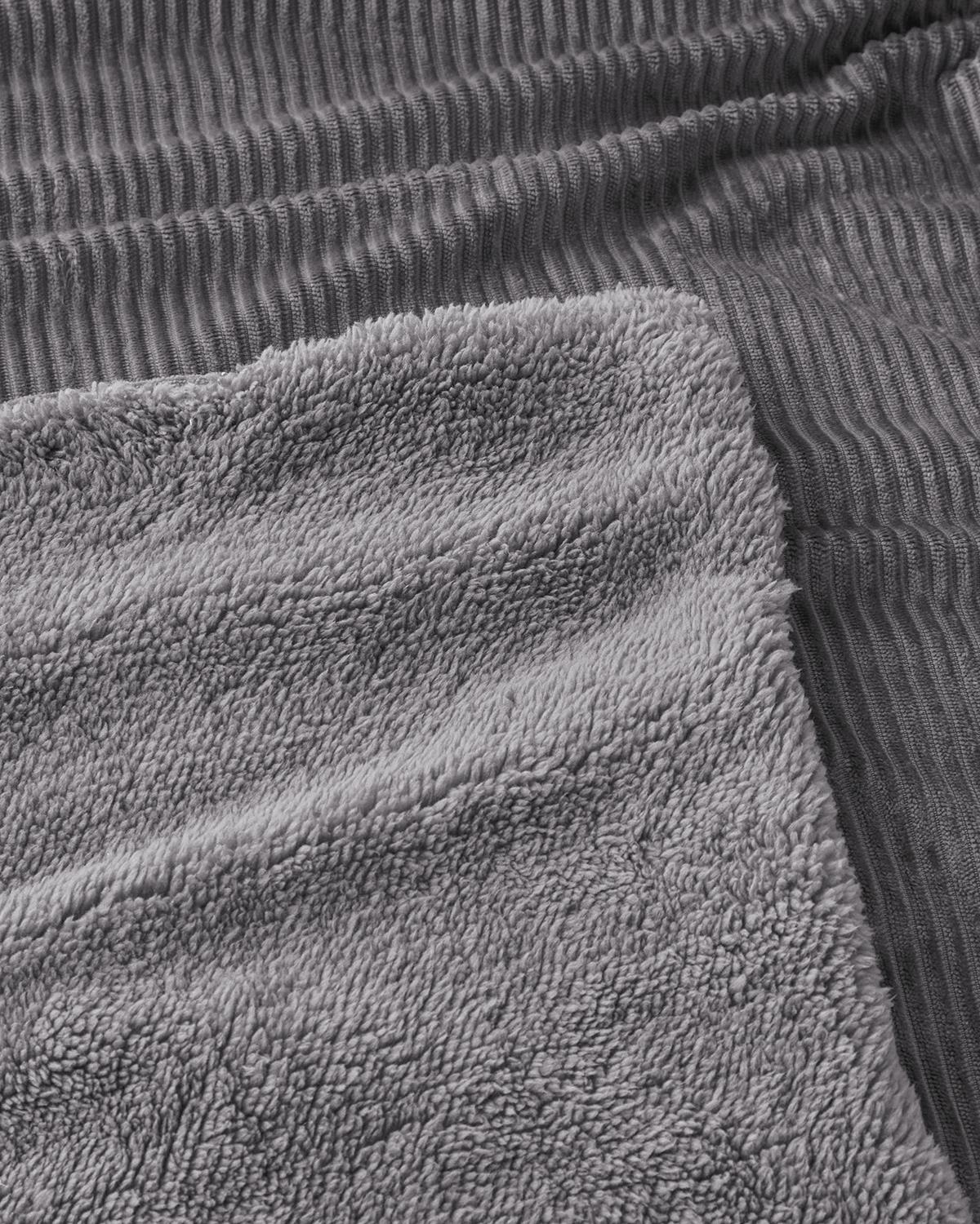 Corduroy Sherpa Kadife Tv Battaniye 120x160 cm Gri