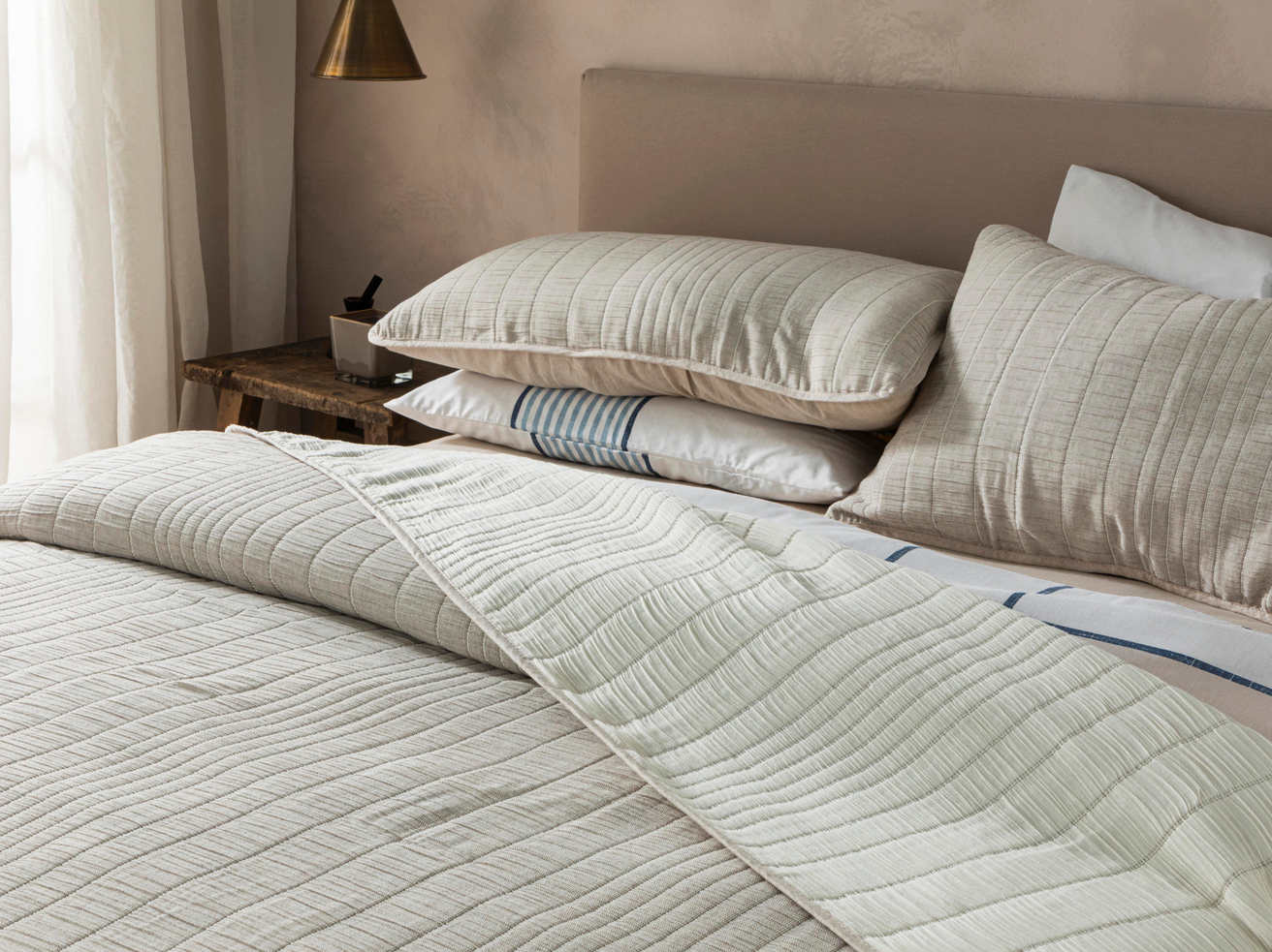 Cosy Rectangles Dolgulu Jakarlı Tek Kişilik Yatak Örtüsü Takımı Antrasit