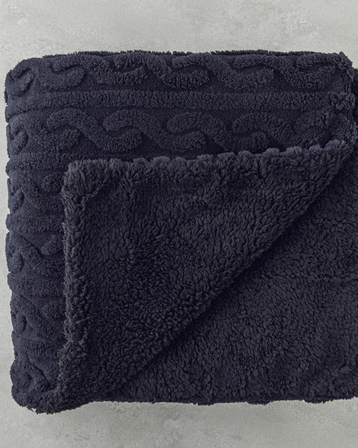 Cozy Braid Kesme Sherpa Tv Battaniyesi Siyah