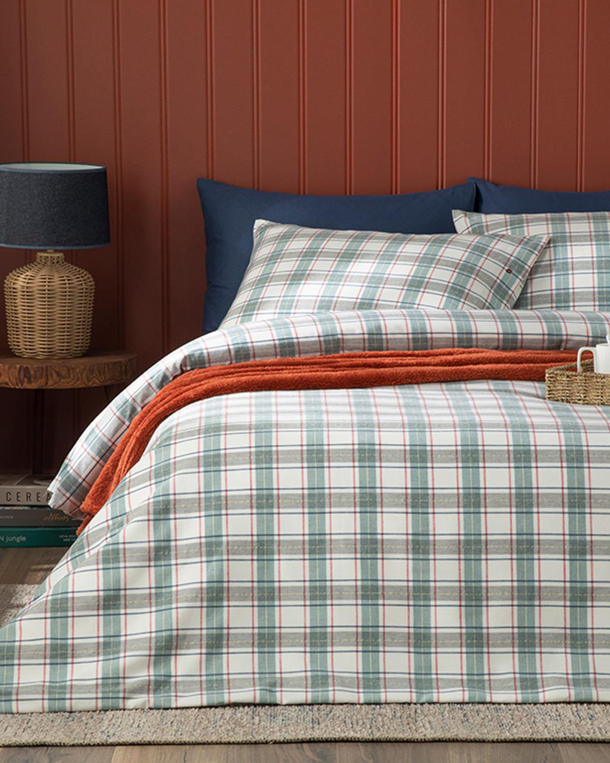 Cozy Plaid Winter Soft Çift Kişilik Nevresim Takımı Yeşil
